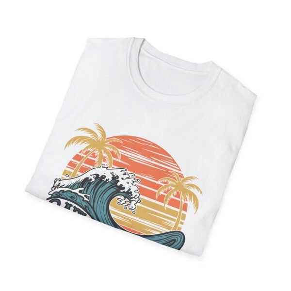 Catch The Wave of Life Retro Sunset Beach Surf Design Unisex Softstyle T-Shirt - Image 2