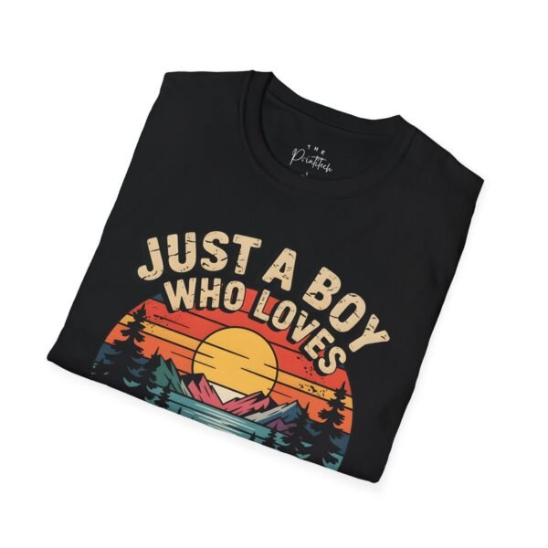 Just a Boy Who Loves National Parks Shirt – Retro Nature Hiking Tee Unisex Softstyle T-Shirt - Image 2