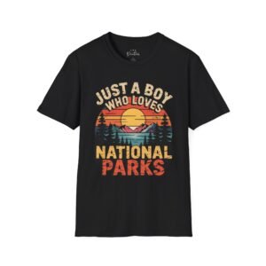 Just a Boy Who Loves National Parks Shirt – Retro Nature Hiking Tee Unisex Softstyle T-Shirt