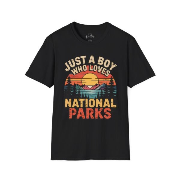 Just a Boy Who Loves National Parks Shirt – Retro Nature Hiking Tee Unisex Softstyle T-Shirt
