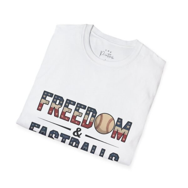 Baseball 4th of July Freedom Softstyle T-Shirt - Image 2
